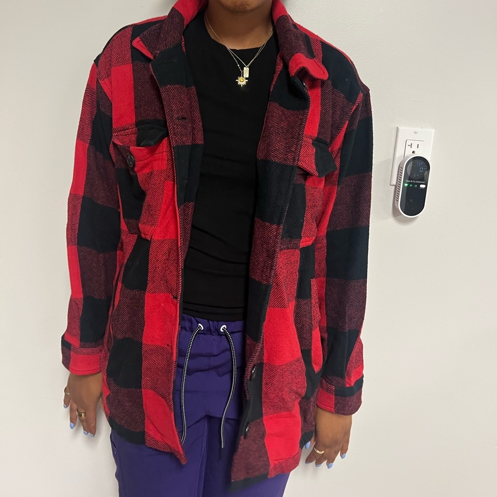 Lucky Brand Red and Black Checkered Jacket